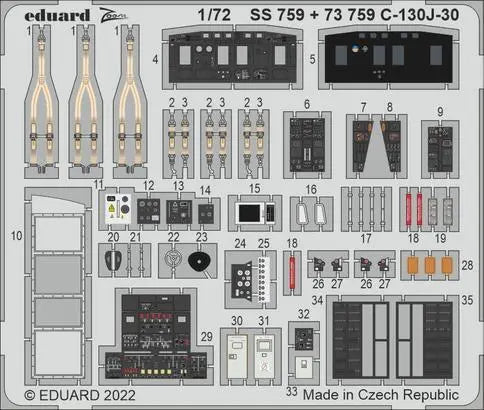 Eduard 1/72 F4F-4 (Arma Hobby) Colour Photo Etch Set Eduard