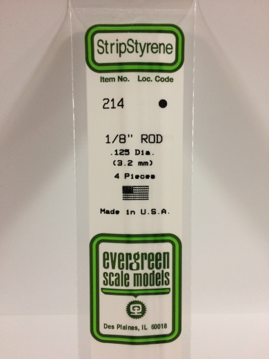 Evergreen White Polystyrene Rod 0.125 x 14" / 3.2mm x 36cm (4) Evergreen