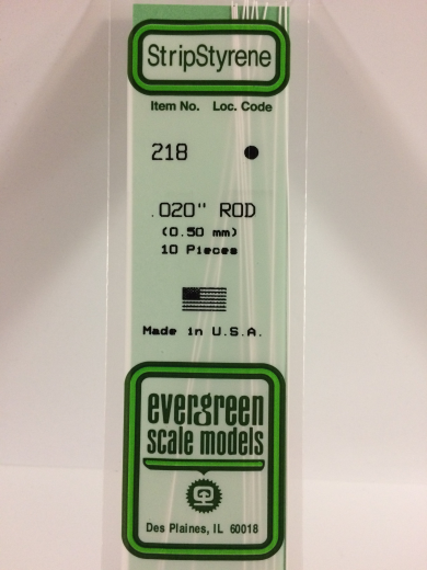 Evergreen White Polystyrene Rod 0.020 x 14" / 0.51mm x 36cm (10) Evergreen