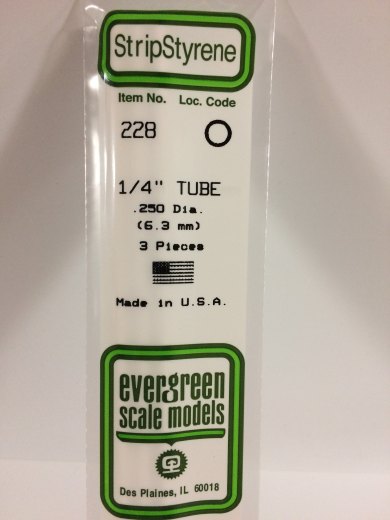 Evergreen White Polystyrene Tube 0.250 x 14" / 6.4mm x 36cm (3) Evergreen