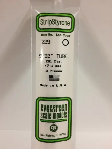 Evergreen White Polystyrene Tube 0.281 x 14" / 7.1mm x 36cm (3) Evergreen