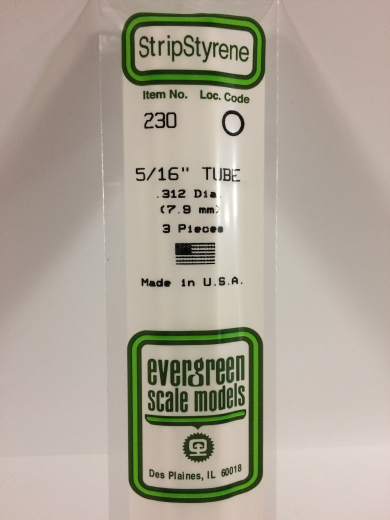 Evergreen White Polystyrene Tube 0.312 x 14" / 7.9mm x 36cm (3) Evergreen