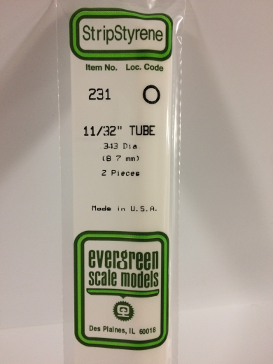 Evergreen White Polystyrene Tube 0.344 x 14" / 8.7mm x 36cm (2) Evergreen