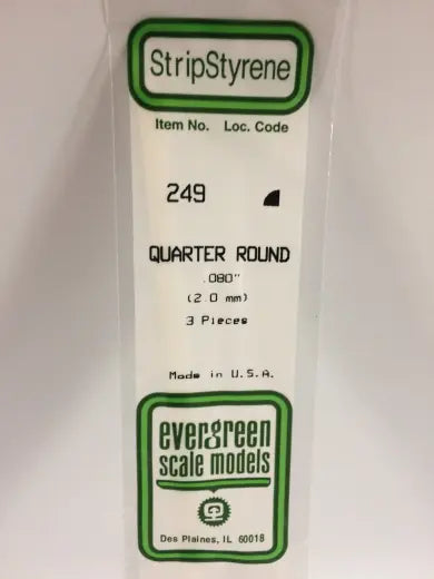 Evergreen White Polystyrene Quarter Round 0.080 x 14" / 2mm x 36cm (3) Evergreen