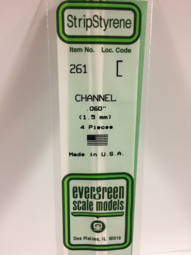Evergreen White Polystyrene Channel 0.060 x 14" / 1.5mm x 36cm (4) Evergreen