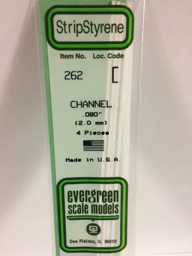 Evergreen White Polystyrene Channel 0.080 x 14" / 2mm x 36cm (4) Evergreen