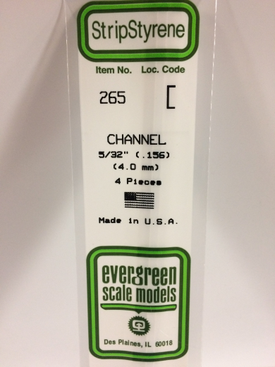 Evergreen White Polystyrene Channel 0.156 x 14" / 4mm x 36cm (4) Evergreen