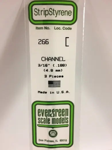 Evergreen White Polystyrene Channel 0.188 x 14" / 4.8mm x 36cm (3) Evergreen