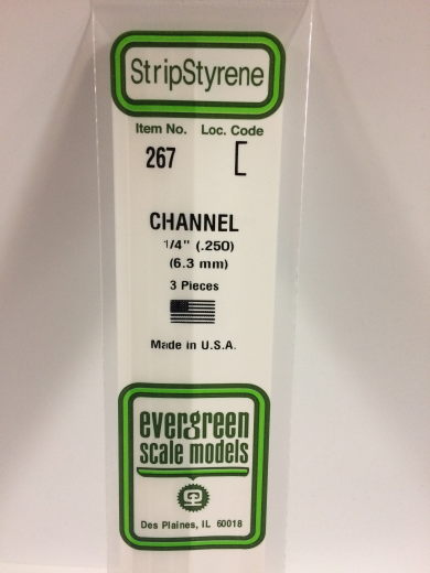 Evergreen White Polystyrene Channel 0.250 x 14" / 6.4mm x 36cm (3) Evergreen