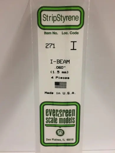 Evergreen White Polystyrene I-Beam 0.060 x 14" / 1.5mm x 36cm (4) Evergreen