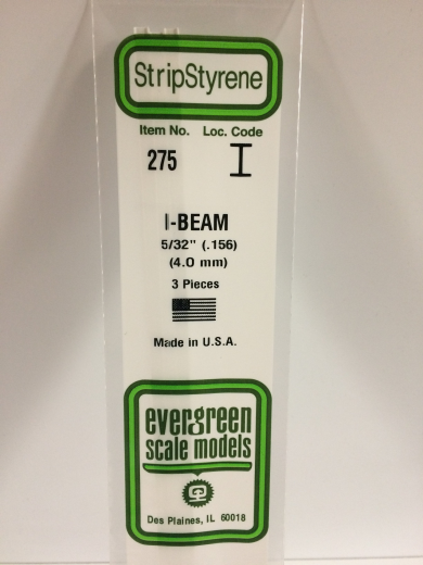Evergreen White Polystyrene I-Beam 0.156 x 14" / 4mm x 36cm (3) Evergreen