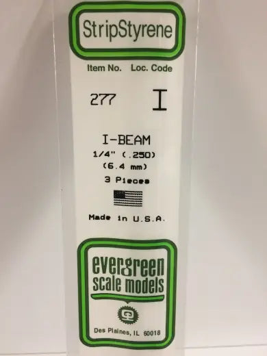 Evergreen White Polystyrene I-Beam 0.250 x 14" / 6.4mm x 36cm (3) Evergreen