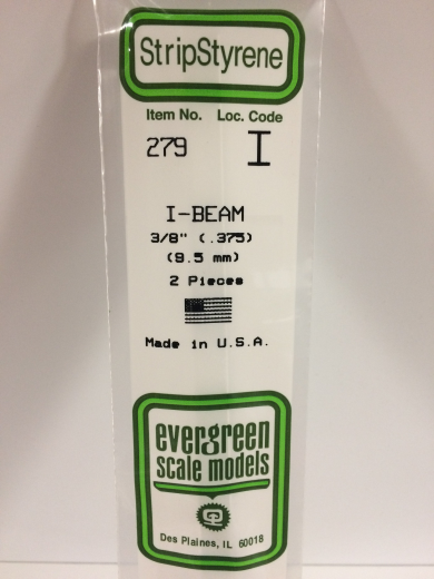 Evergreen White Polystyrene I-Beam 0.375 x 14" / 9.5mm x 36cm (2) Evergreen