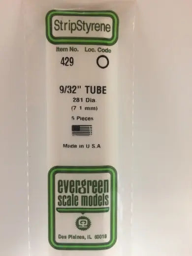 Evergreen White Polystyrene Round Tube 0.281 x 24" / 7.1mm x 61cm (5) Evergreen