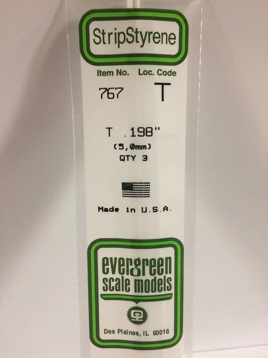 Evergreen White Polystyrene T Profile 0.198 x 0.198 x 14" 0.065 Thick / 5mm x 5mm x 36cm (3) Evergreen