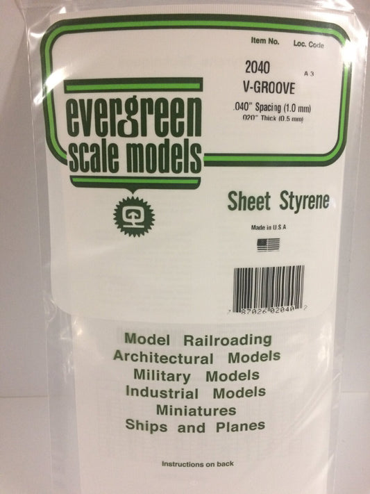 Evergreen White Polystyrene V-Groove Siding Sheet 0.040 x 6 x 12" / 1mm x 15cm x 30cm (1) Evergreen