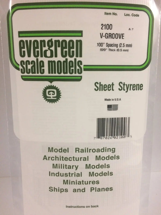 Evergreen White Polystyrene V-Groove Siding Sheet 0.100 x 6 x 12" / 2.5mm x 15cm x 30cm (1) Evergreen