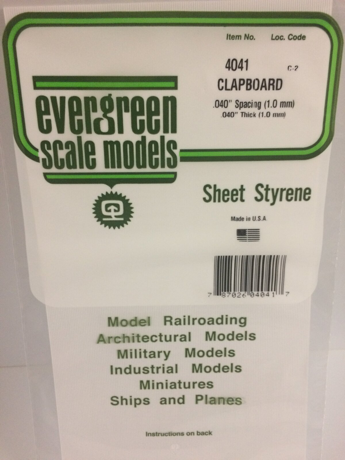 Evergreen White Polystyrene Clapboard Siding Sheet 0.040 x 6 x 12" / 1mm x 15cm x 30cm (1) Evergreen