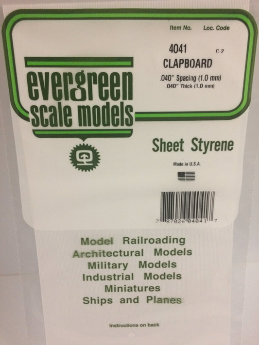 Evergreen White Polystyrene Clapboard Siding Sheet 0.040 x 6 x 12" / 1mm x 15cm x 30cm (1) Evergreen