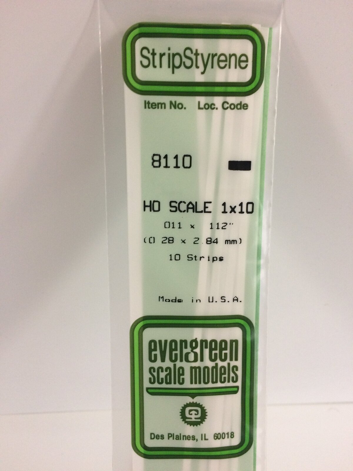 Evergreen White Polystyrene HO Scale Strip 0.011 x 0.115 x 14" (10) Evergreen