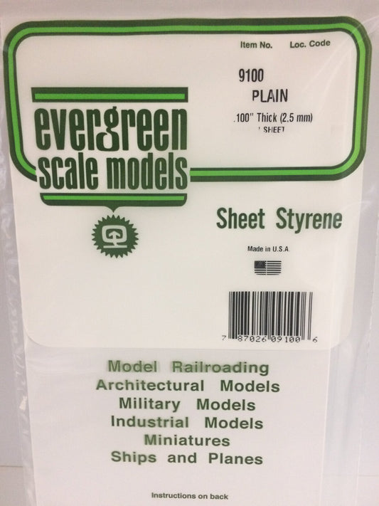 Evergreen White Polystyrene Sheet 0.098 x 6 x 12" / 2.5mm x 15cm x 30cm (1) Evergreen