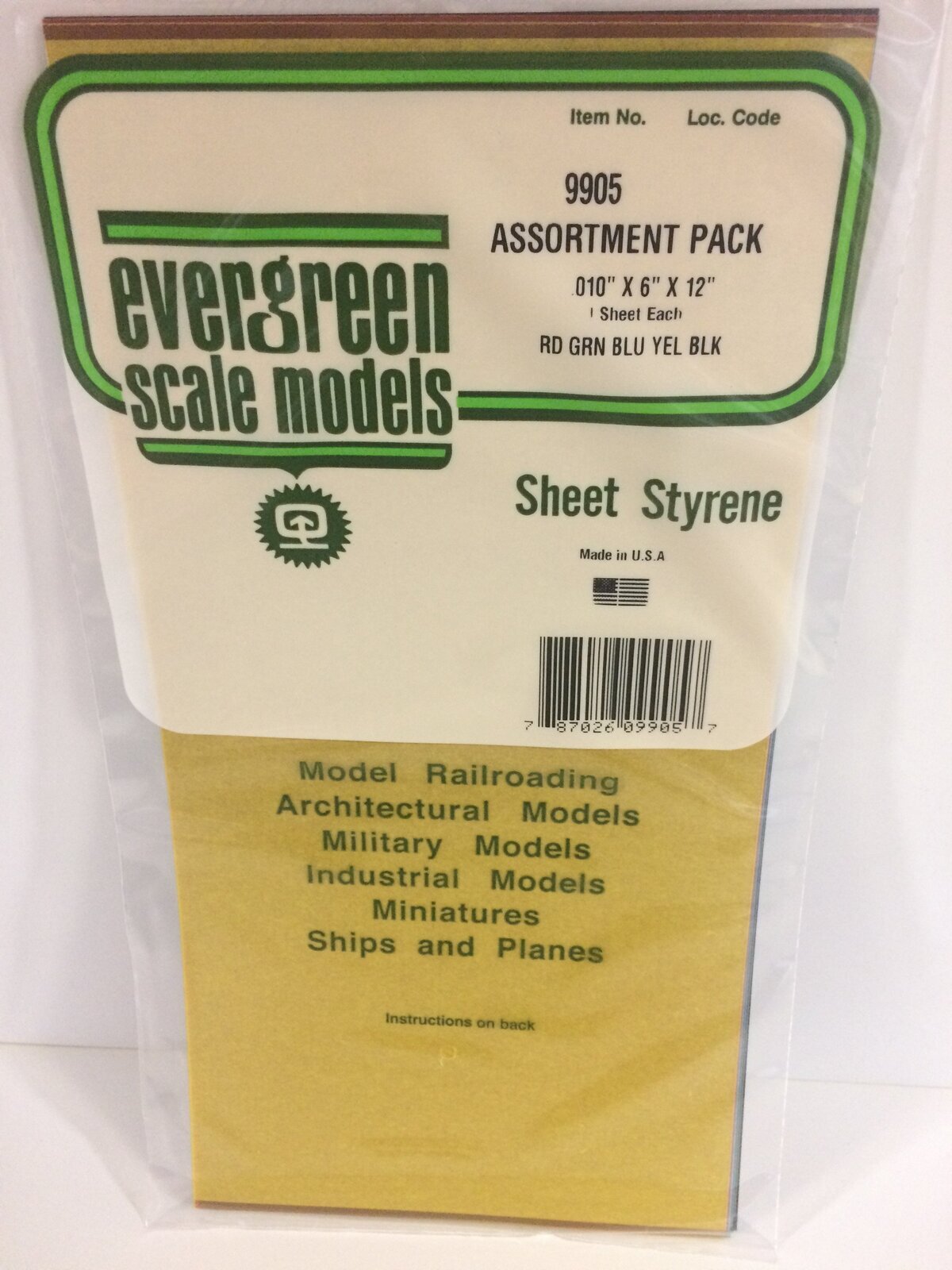 Evergreen Transparent Polystyrene Sheet Assortment 0.010 x 6 x 12" / 0.25mm x 15cm x 30cm (5) Evergreen