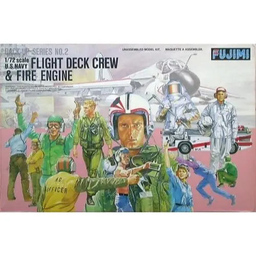 Fujimi 1/72 Flight deck crews & Fire engine (USN) (FDC-2) Plastic Model Kit [72346] Fujimi