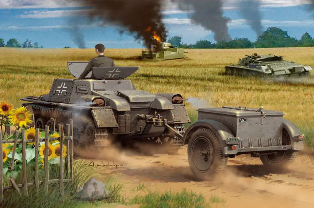 HobbyBoss 1/35 Munitionsschlepper auf Panzerkampfwagen I Ausf A with Ammo Trailer Model Kit HobbyBoss
