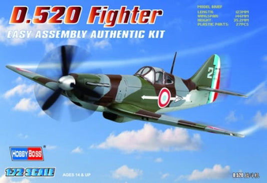 HobbyBoss 1/72 French D.520 Fighter Plastic Model Kit HobbyBoss
