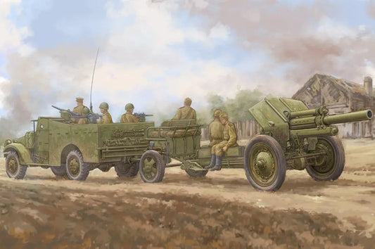 HobbyBoss 1/35 M3A1 late version tow 122mm Howitzer M-30 Plastic Model Kit HobbyBoss