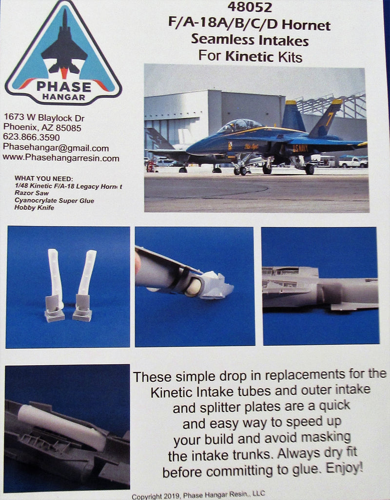 Phase Hanger Resin 1:48 F/A-18A/B/C/D Legacy Hornet Seamless Intakes