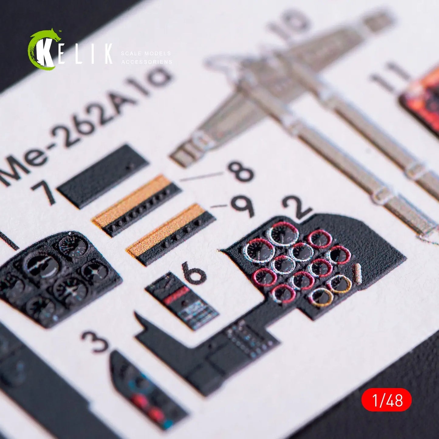 Kelik 1:48 Me-262A1 interior 3D Decals for Tamiya Kit Reskit