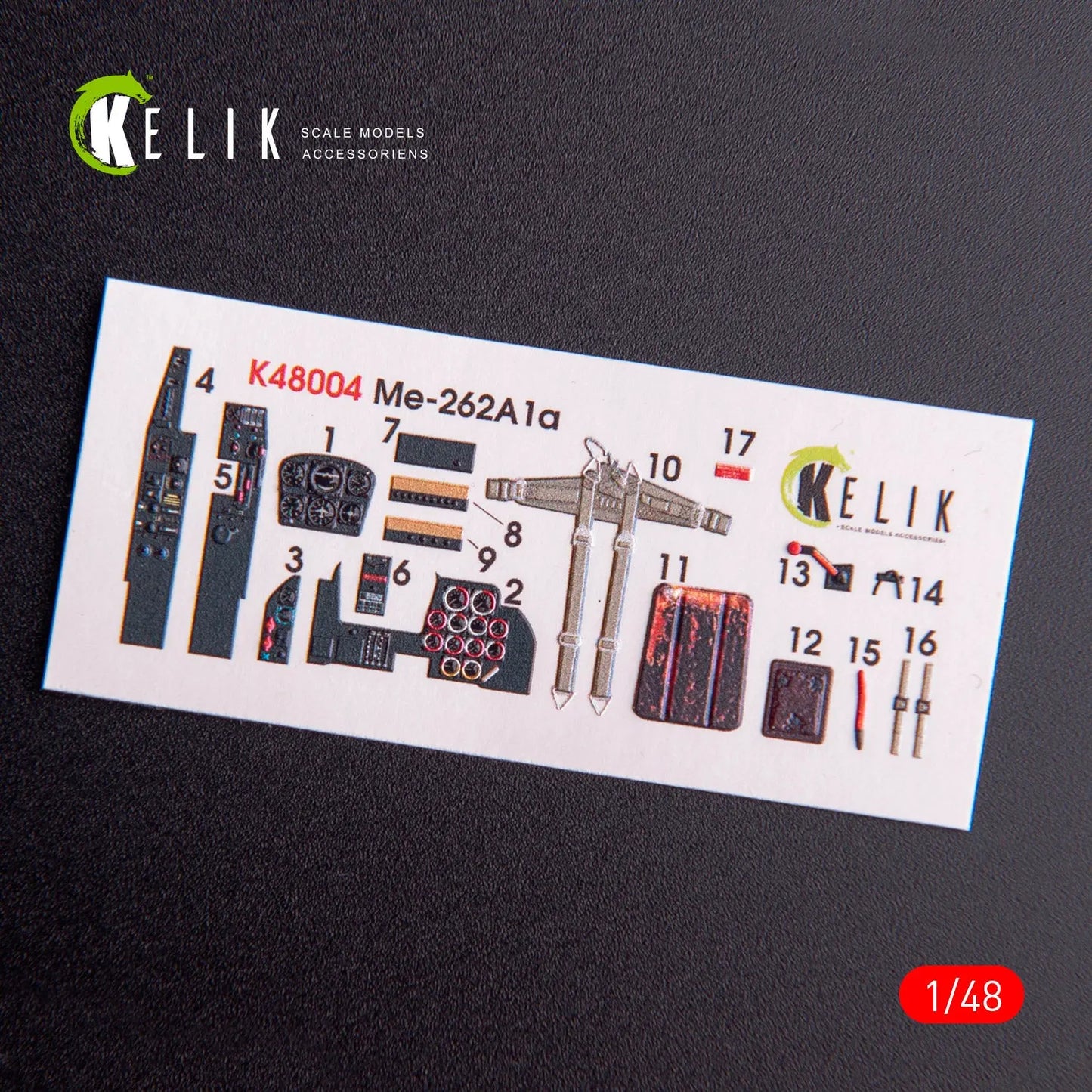 Kelik 1:48 Me-262A1 interior 3D Decals for Tamiya Kit Reskit