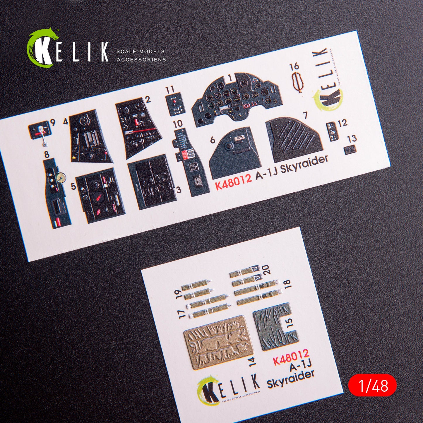 Kelik 1:48 A-1J Skyraider interior 3D Decals for Tamiya Kit