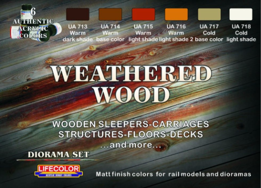 Lifecolor Weathered Wood Acrylic Paint Set 6 x 22ml