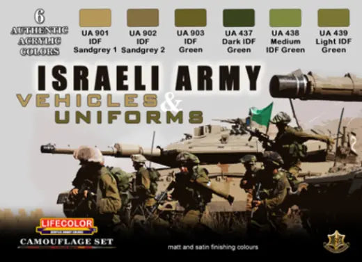 Lifecolor Isreali Army Vehicle & Uniforms Acrylic Paint Set 6 x 22ml Lifecolor