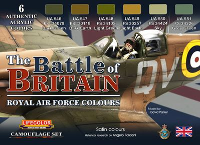 Lifecolor The Battle Of Britain "Royal Air Force Colours" Acrylic Paint Set 6 x 22ml