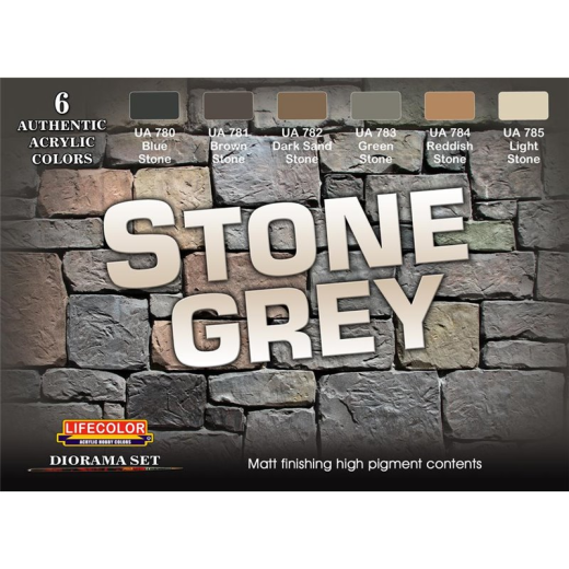 Lifecolor Stone Grey Acrylic Paint Set 6 x 22ml