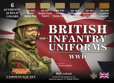 Lifecolor British Uniform Acrylic Paint Set 6 x 22ml Lifecolor