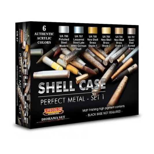 Lifecolor Shell Case Metal Colour Set 1 Acrylic Paint Set 6 x 22ml Lifecolor