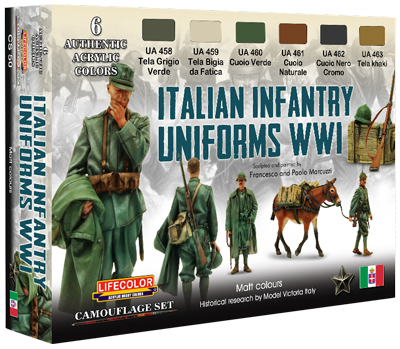 Lifecolor Italian Infantry Uniforms WWI 6 Colour Acrylic Paint Set 6 x 22ml