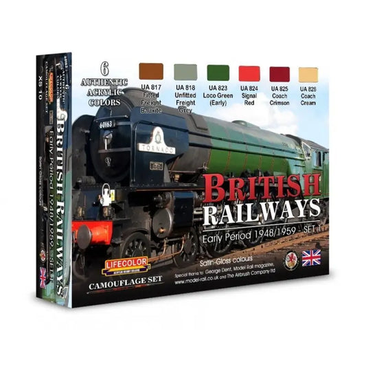 Lifecolor British Railways Early Period  1949/1959 set 1 Acrylic Paint Set 6 x 22ml Lifecolor