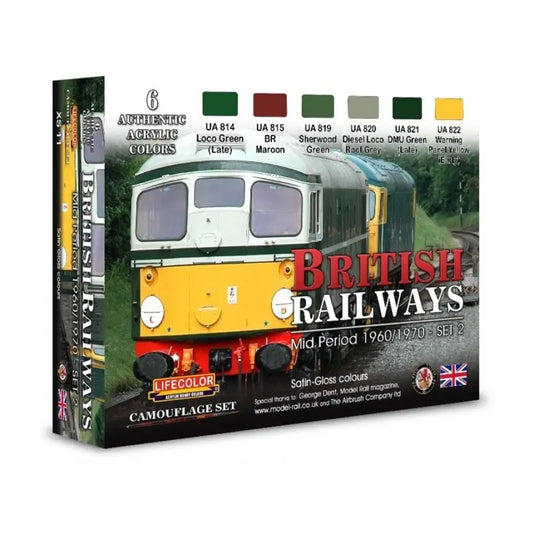 Lifecolor British Railways Mid Period 1960/1970 set 2 Acrylic Paint Set 6 x 22ml Lifecolor