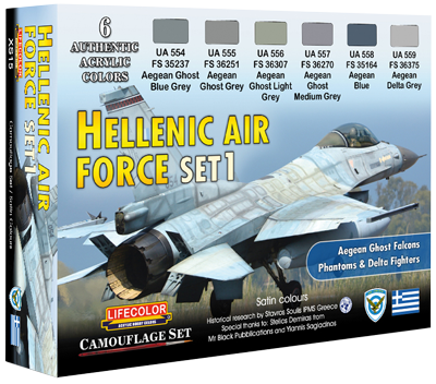 Lifecolor Hellenic Air Force Set 1 6 Colour Acrylic Paint Set 6 x 22ml