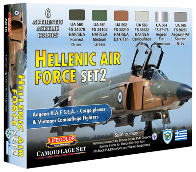 Lifecolor Hellenic Air Force Set 2 6 Colour Acrylic Paint Set 6 x 22ml