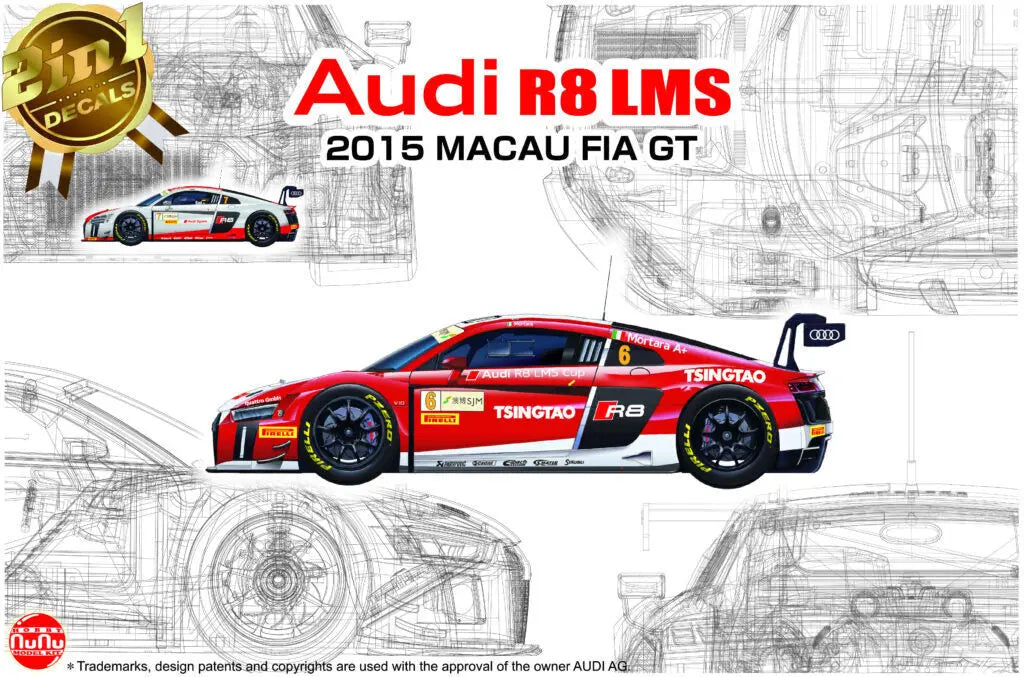 NuNu 1/24 Audi R8 LMS GT3 Macau GP 2015 Plastic Model Kit NuNu