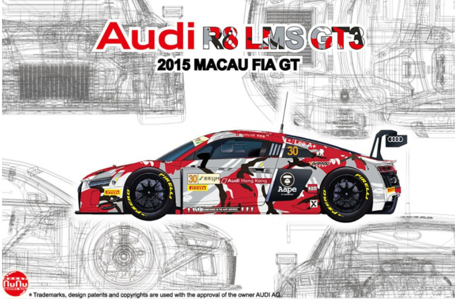 Nunu 1/24 Audi R8 LMS GT3 GP macau 2015 FIA-GT Plastic Model Kit NuNu