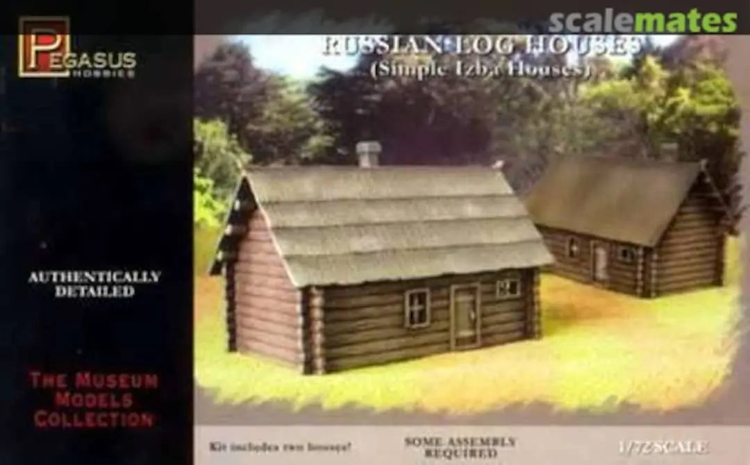Pegasus 1/72 Russian Log Houses (2) Plastic Model Kit - Franklin Hobbies Ltd