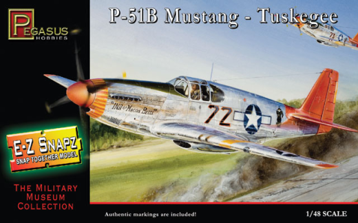 Pegasus 1/48 P-51B Mustang Tuskegee, snap kit