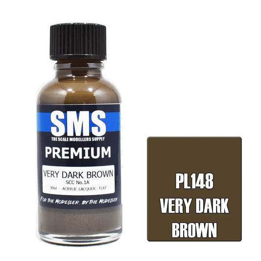 SMS Premium Acrylic Lacquer Very Dark Brown SCC No.1A 30ml The Scale Modellers Supply